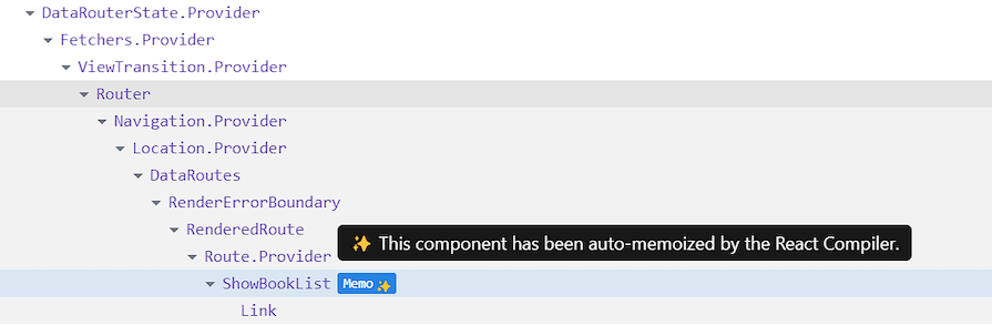 Example Component That Was Optimized By The React Compiler With A Memo Badge Displayed In React Developer Tools